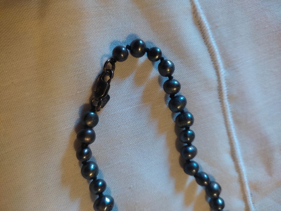 Colar pedras hematite fecho prata