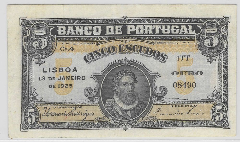 Nota Portugal 5 escudos 1925