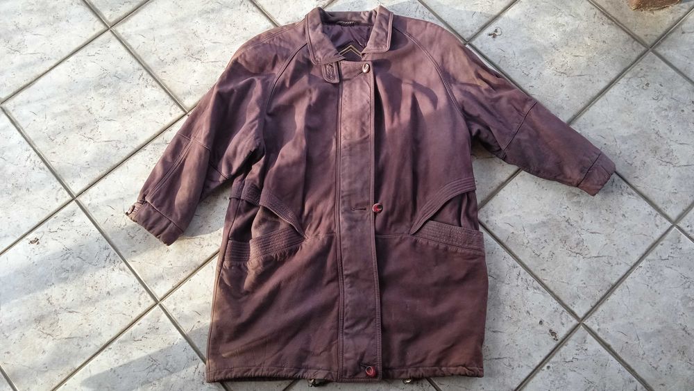 kurtka skórzana Marco Pecci skóra vintage style 40 L fioletowa purpuro