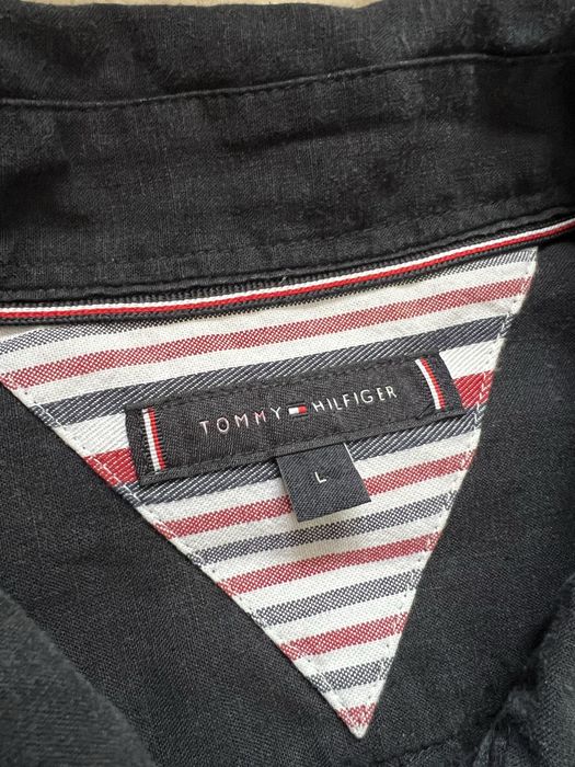 Tommy Hilfiger (L) Overshirt Linen лляна овершот сорочка чоловіча синя