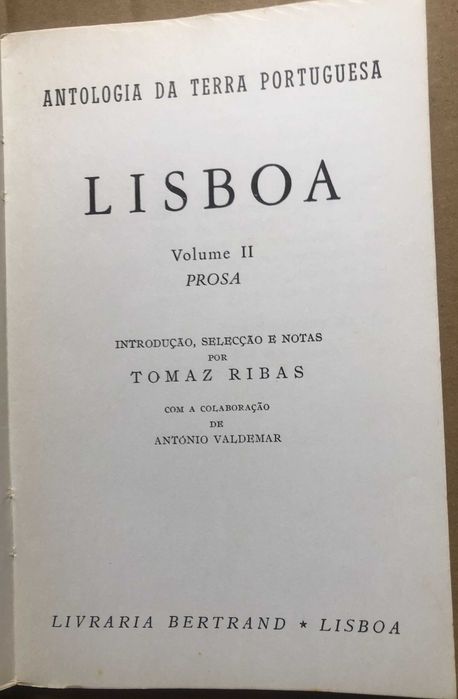 Lisboa (Vol. II - Prosa), de Tomaz Ribas
