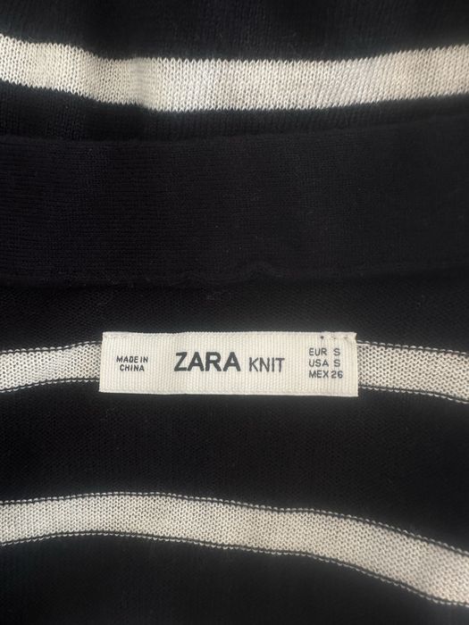 Granatowe damski body sweterkowe w paski 40% modal 10% wełna S 36 Zara