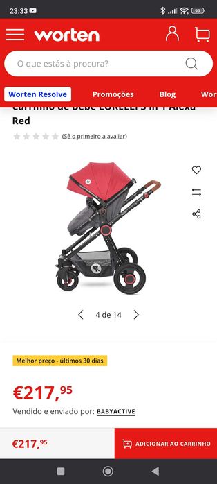 Carrinho 3 em 1 marca Lorelli