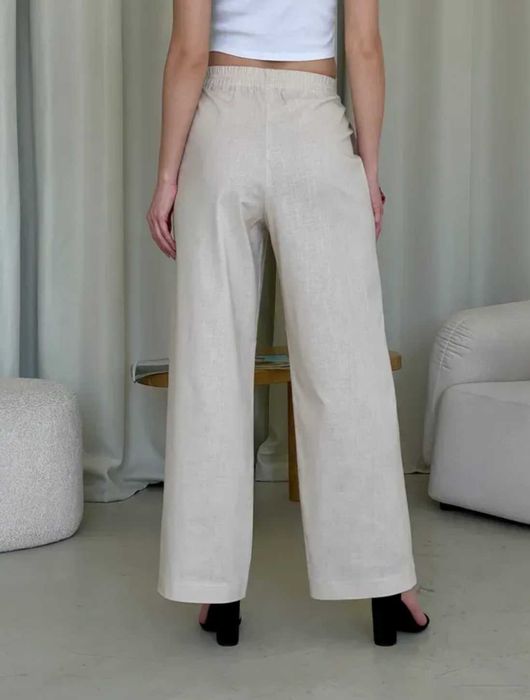 Новий льняний костюм з брюками палаццо та сорочкою