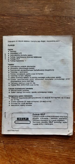 Telefax Panasonic KX-F700, używany, stan bardzo dobry