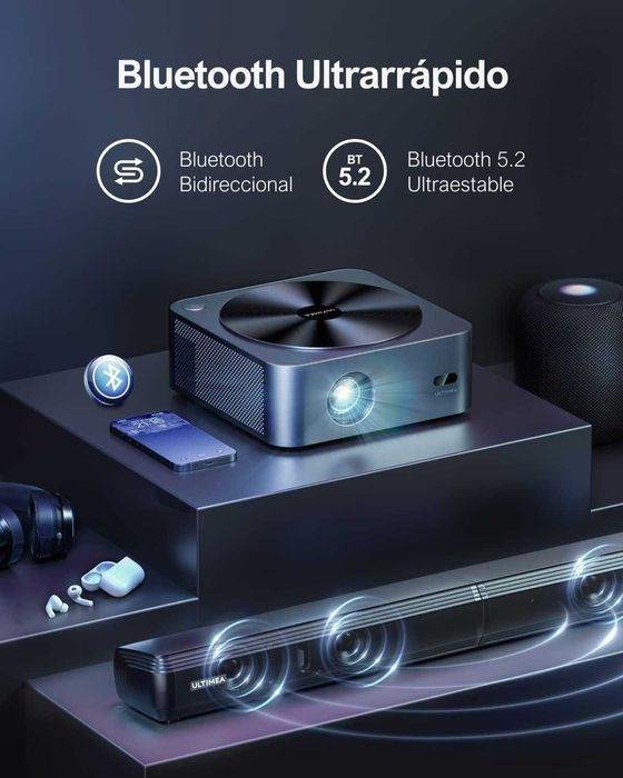 Projetor Full HD 1080P nativo com Auto Focus e zoom, 4K, 5G WiFi BT