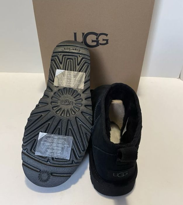 Оригінал UGG classic ultra mini короткі уггі чорні натуральні