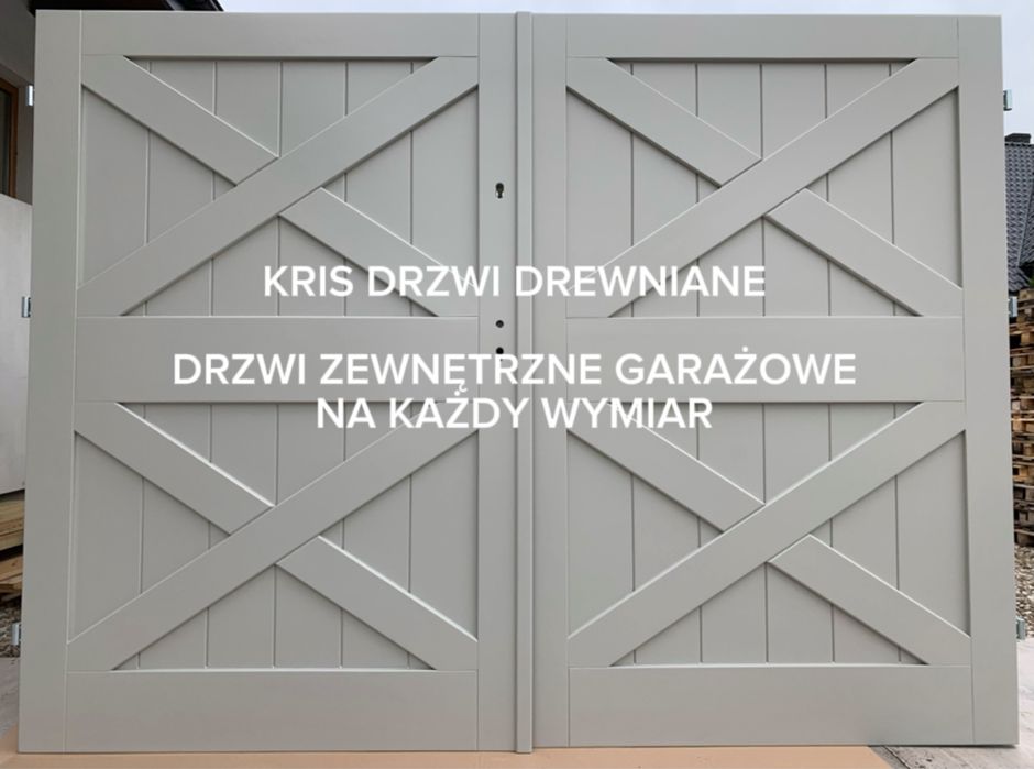 Drzwi zewnetrzne drewniane garazowe BRAMA na wymiarCała Polska i UE
