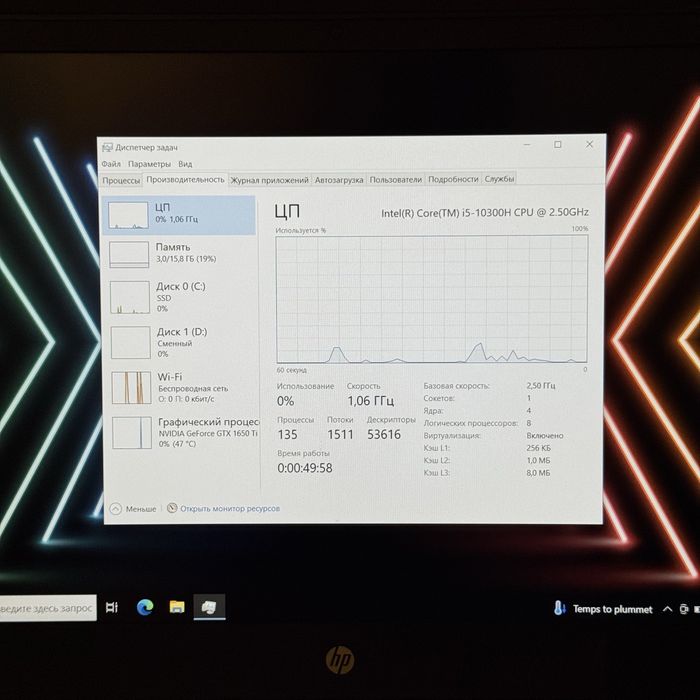 Ігровий ноутбук HP Gtx 1650Ti, i5 10300H, 16Gb