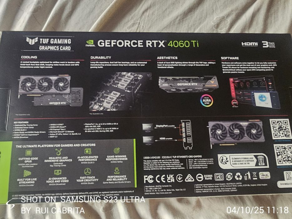 Placa Gráfica ASUS RTX 4060 TI TUF GAMING64741095017986120