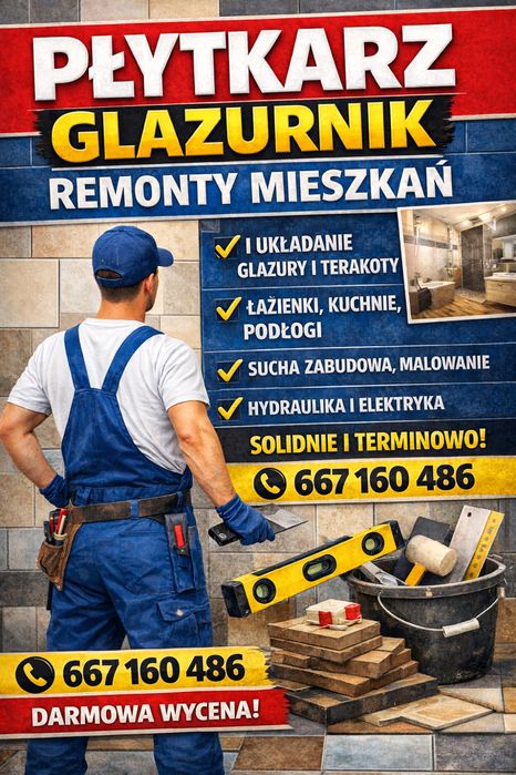 Glazurnik/Płytkarz/Remonty i Wykończenia.