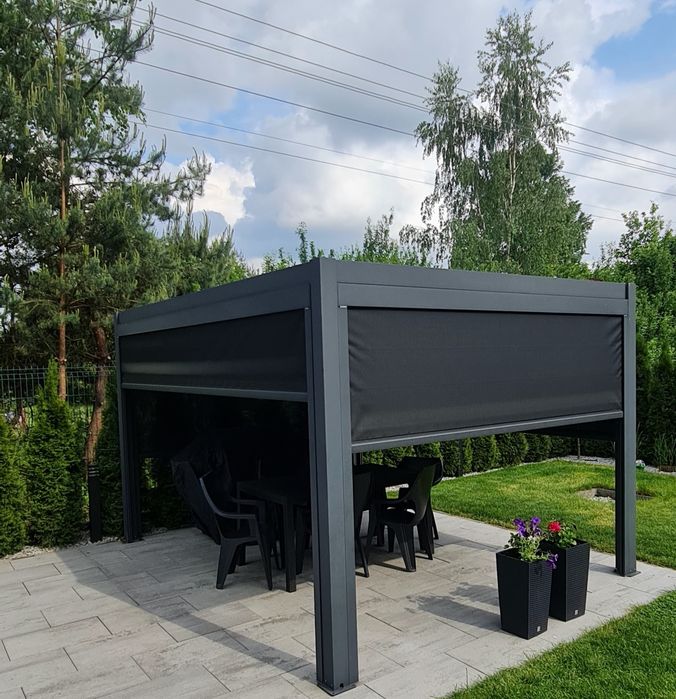 Pergola Ogrodowa 3x4  z roletami elektrycznymi i oświetleniem