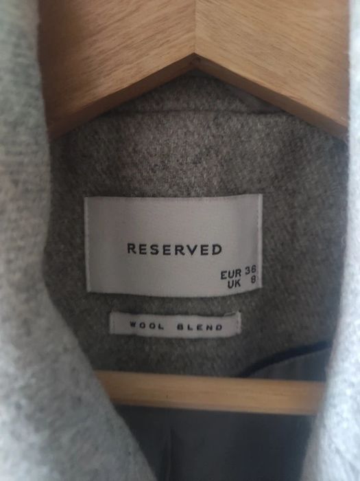 Płaszcz szary 36 Reserved wełna 50%