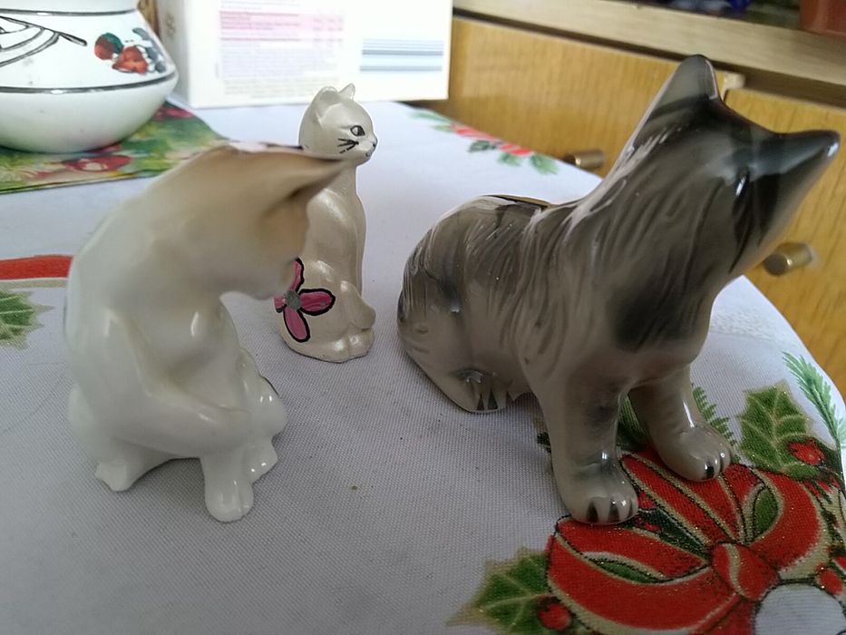 Zestaw kotków ceramicznych.
