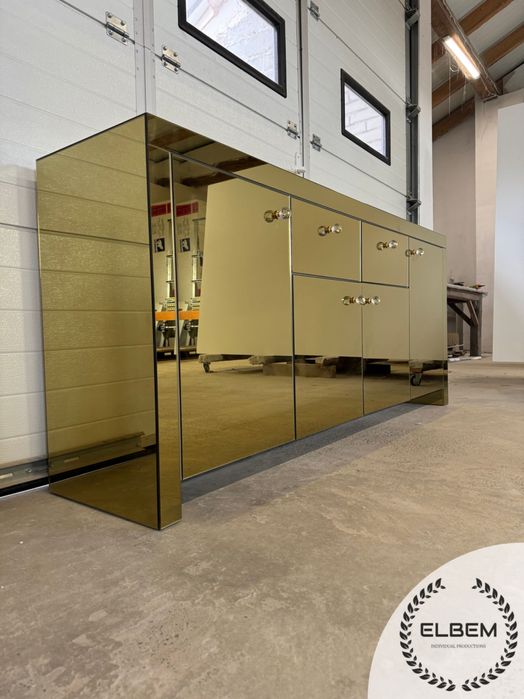 Lustrzana złota Komoda Glamour