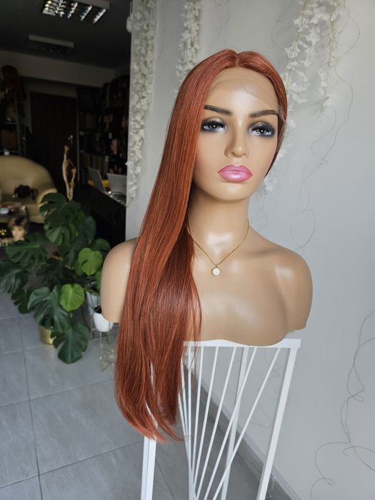 Długa ruda peruka premium Inka lace front naturalny efekt
