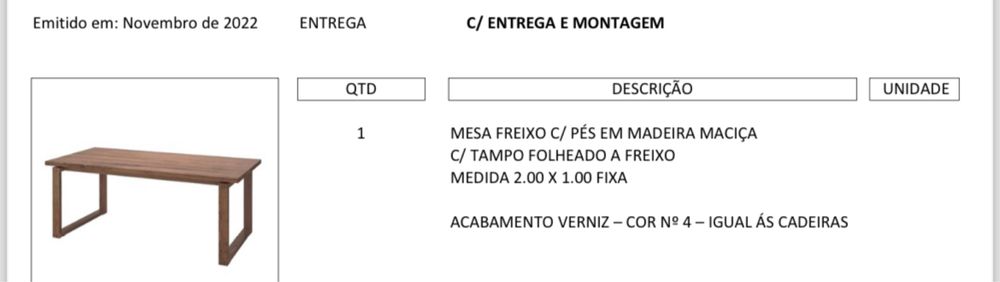 Vendo mesa Madeira de Freixo