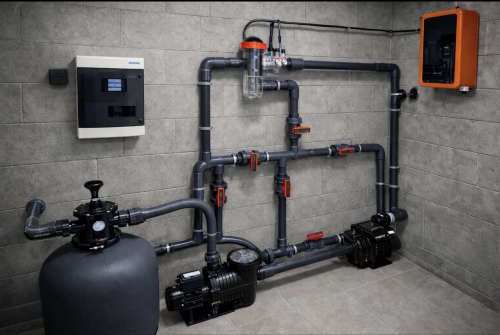 Basen Murowany / Basen  Poliestrowy / Instalacja Hydrauliczna