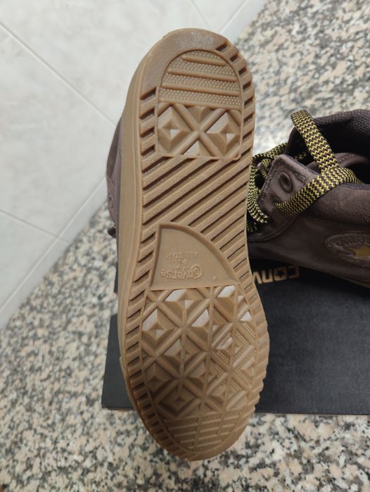 Converse All Star bota Castanhas em pele