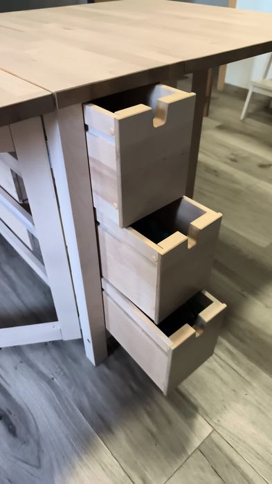 Mesa extensível IKEA NORDEN em bétula com 6 gavetas