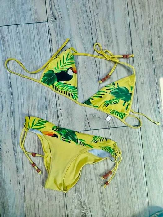 2 częsciowy strój w stylu boho bikini tukany palmy Bali S M 36 38