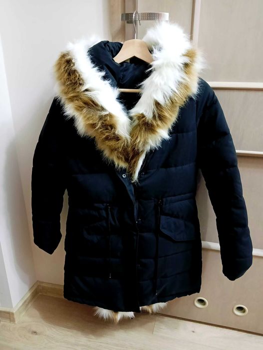 Kurtka parka płaszcz futerko S