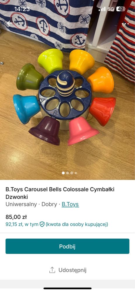 Dzwonki b.Toys carousel Bells cymba ki Gda sk Brze no OLX.pl