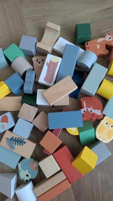 Drewniane klocki Wooden Blocks Smiki sorter 50 sztuk 12 m+
