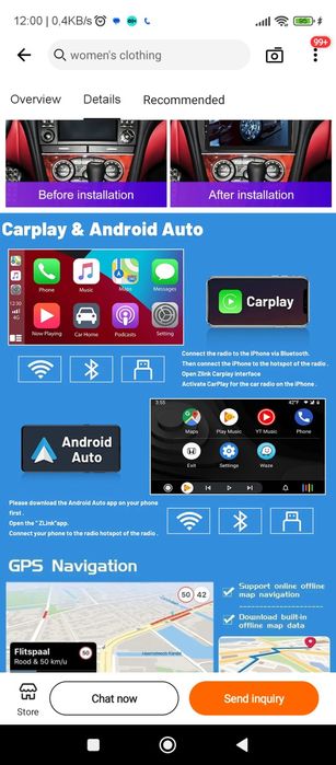 Rádio 9" android Mercedes Benz SL CARPLAY WIFI GPS 2/32GB Novo