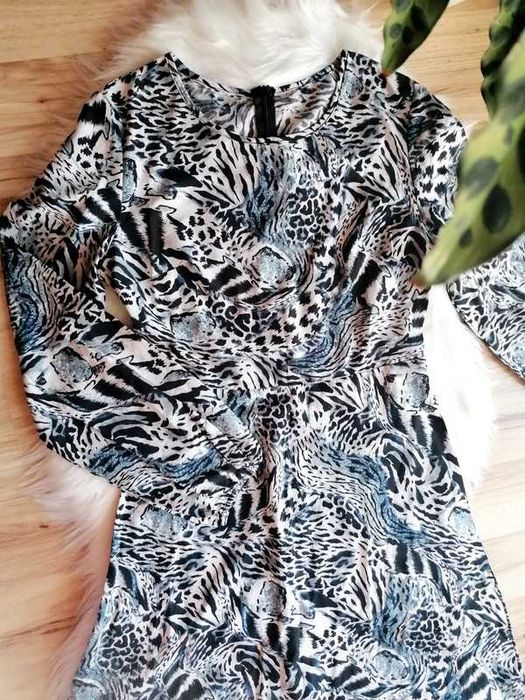 Śliczna sukienka Shein panterka S 36 must have andrzejki sylwester