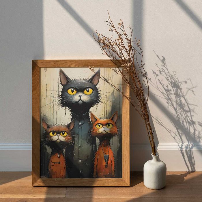 Plakat A3 rodzinka kotów