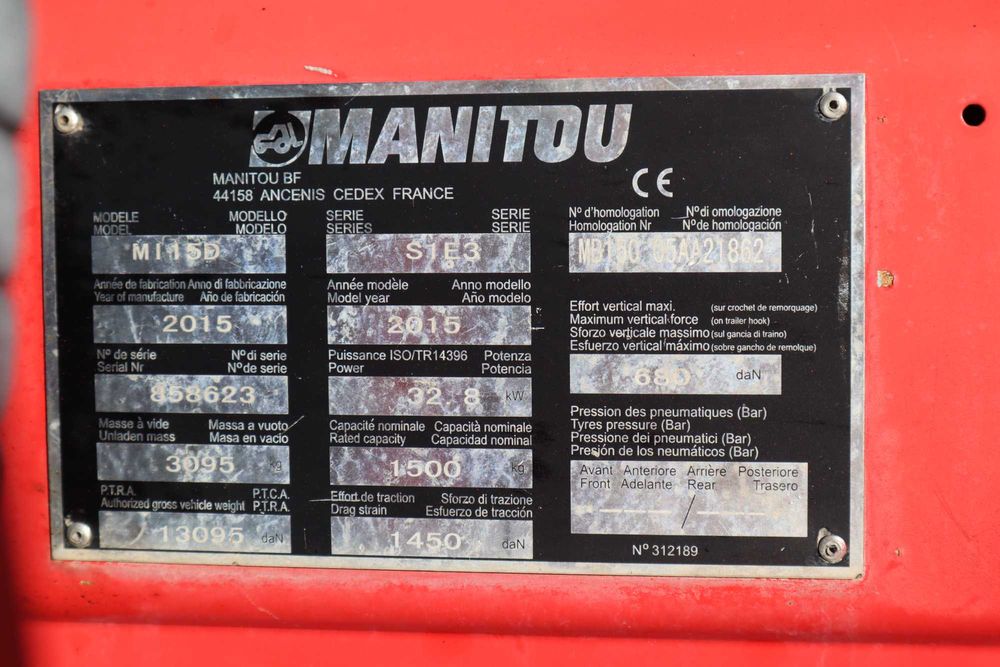 2015 Manitou MI15D 1500 Kg Empilhador Diesel