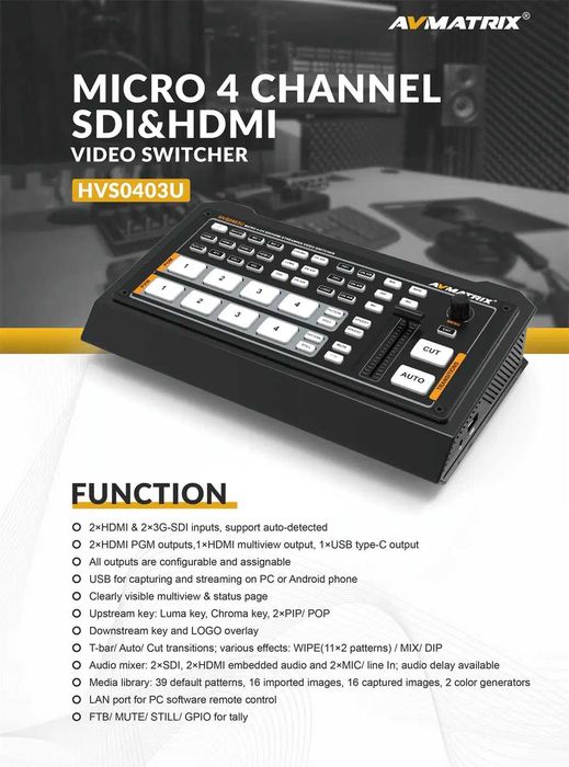 AVMATRIX HVS0403U - Switcher / Mesa Vídeo