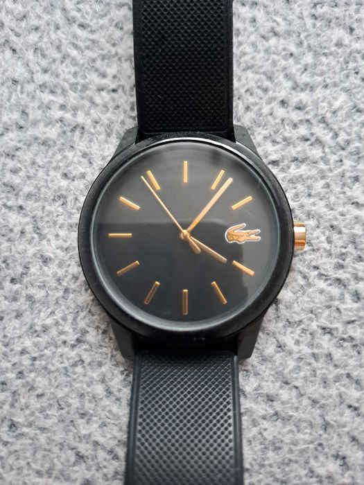 Zegarek Lacoste czarny unisex + złote akcenty (Oryginalne pudełko)