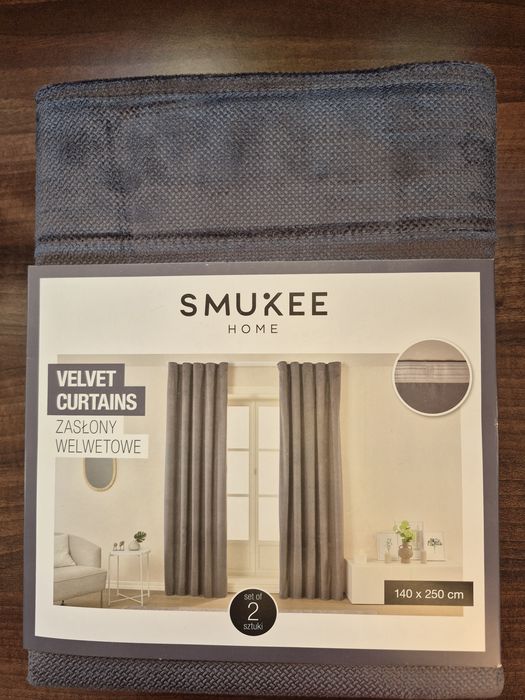 3 komplety Zasłony welwetowe smuke 2 szt. Siwe szare