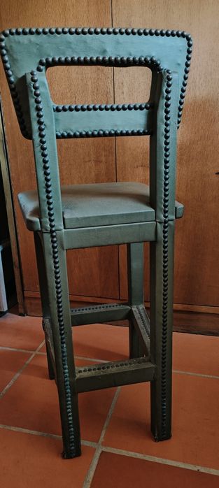 Wooden Chair Upholstered in Green