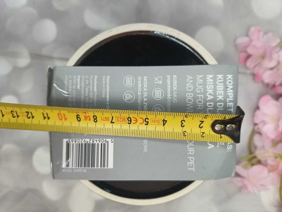 Nowy Komplet kubek 350 ml + miska dla kota 12 cm Eloy czarny