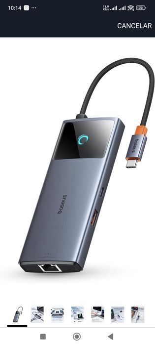 Baseus Hub USB C 10 Gbps Adaptador com Gigabit