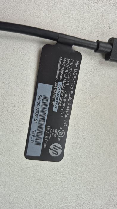 HP usb-c to RJ45 adapter адаптер, мережева карта