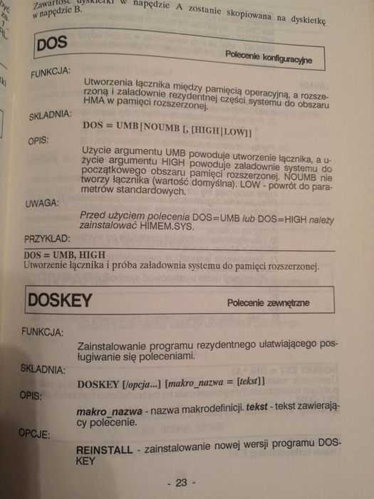 Polecenia systemu operacyjnego MS DOS wersja 5.00