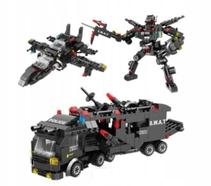 Klocki zestaw klocków policja robot samolot