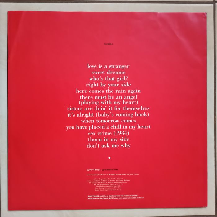LP: Eurythmics - "Greatest hits"; stan: excellent