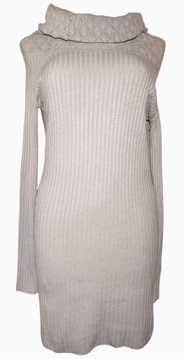 Beżowa Tunika Sukienka sweter golf M-L-XL (38-40-42)