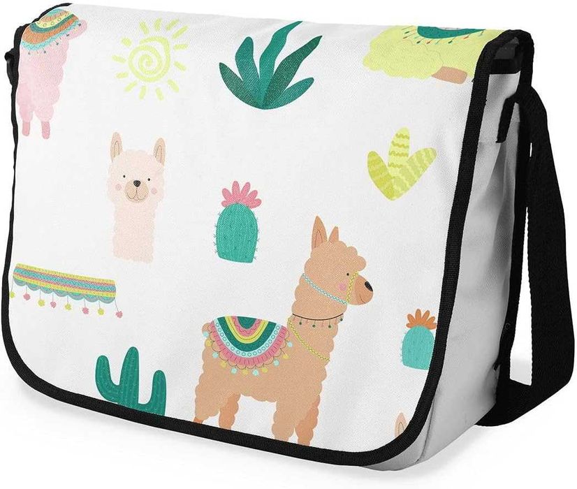 DD33 Materiałowa Bawełniana Młodzieżowa Szkolna Torba Na Ramię Z Klapą