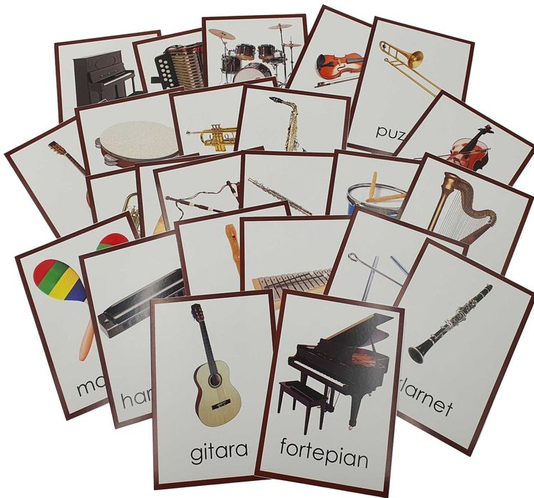 Plansze edukacyjne - INSTRUMENTY MUZYCZNE - A5 Montessori