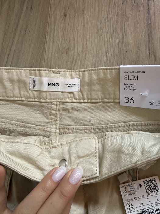 Штани Mango бежеві 36 розмір S з поясом