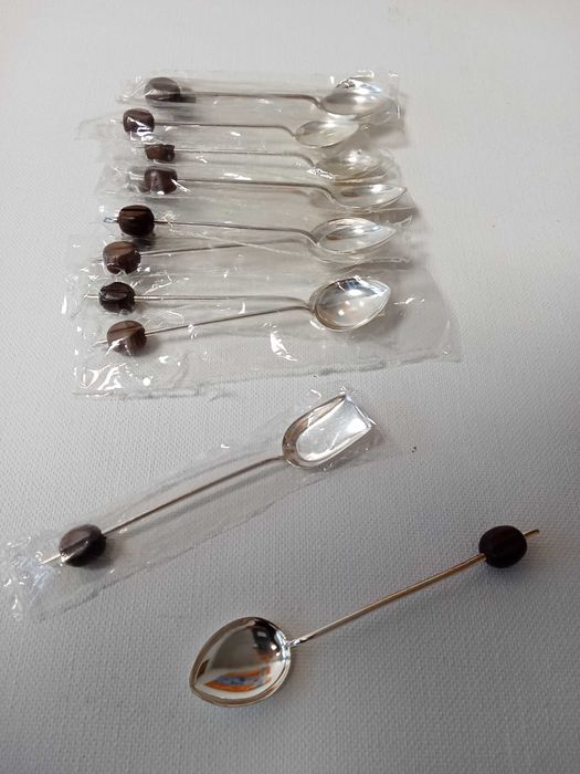 Colheres de Café em Prata com Aplicação  de grão de café