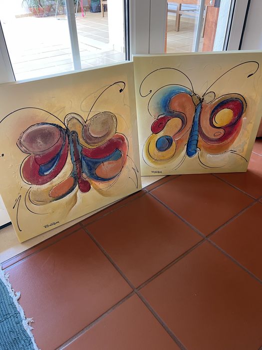 Telas borboletas pintado à mão