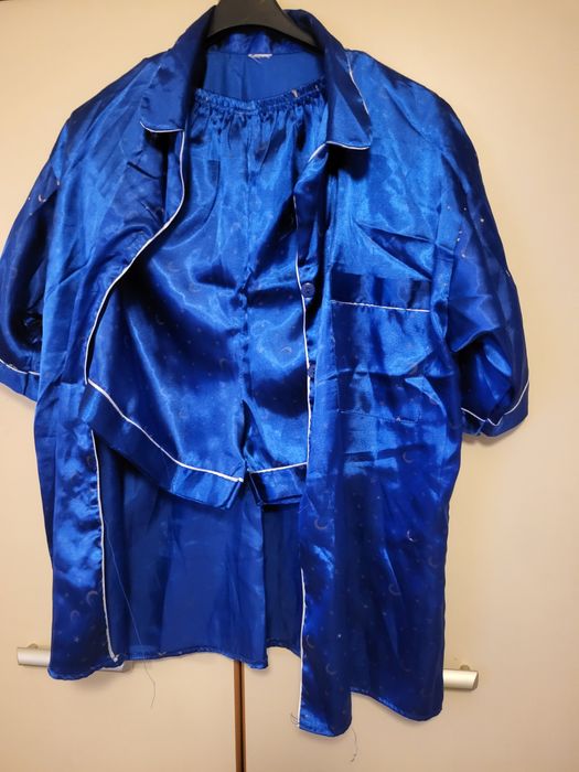 Piżama damska satynowa- granatowa