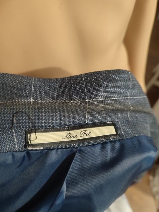 Marynarka męska w kratkę, elegancka stan IDEALNY krata, granatowa L